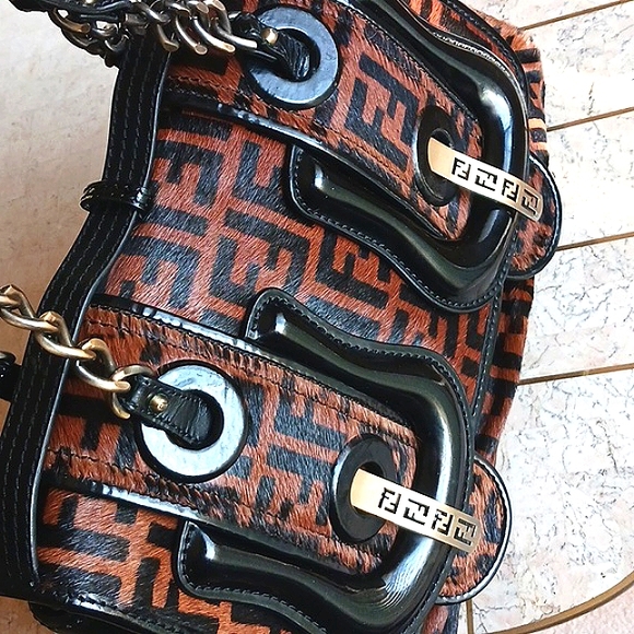 FENDI - Zucca Print calf/pony hair bag,Authentic, BRAND NEW-Vintage - Picture 2 of 16